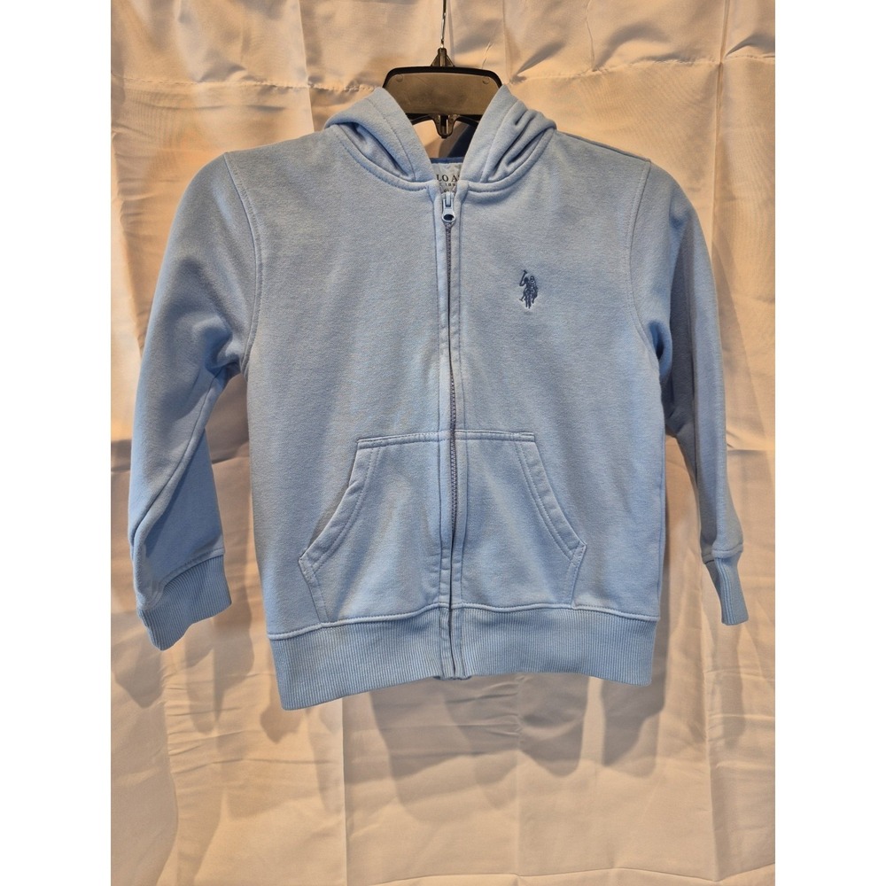 US Polo Assn. Columbia Blue Light Blue Youth M Hoodie Full‎ Zip Sweatshirt EUC